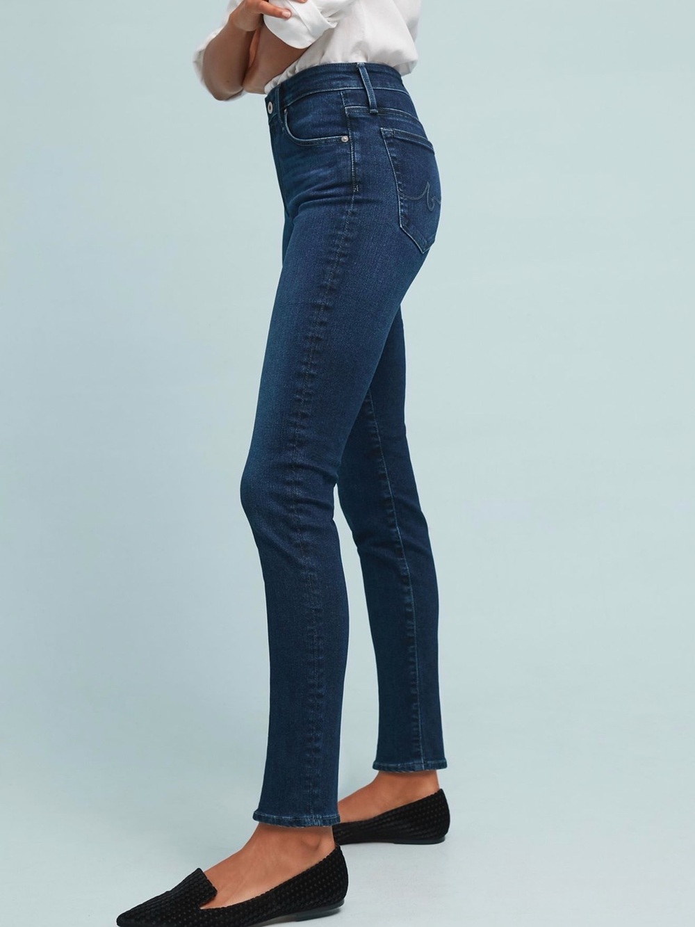 Ag Adriano Goldschmied High-Rise Stevie Ankle Petite Dark Blue Slim Straight